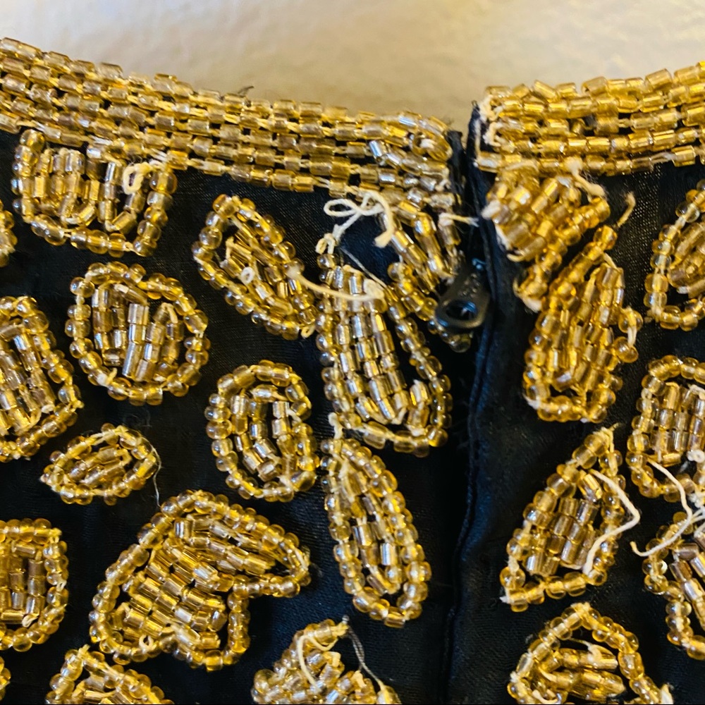 Laurence Kazar Black & Gold Beaded Silk Top - Picture 4 of 12